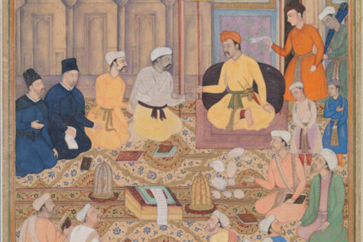 Akbar der Große (1542-1605) im Dialog mit Jesuiten
