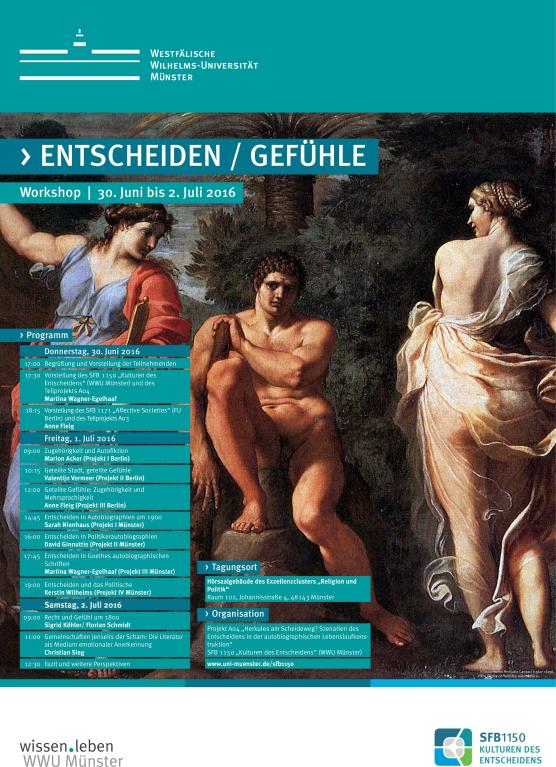 Poster of the workshop "Entscheiden / Gefühle"