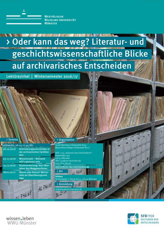 Plakat des Lektürezirkels über archivarisches Entscheiden