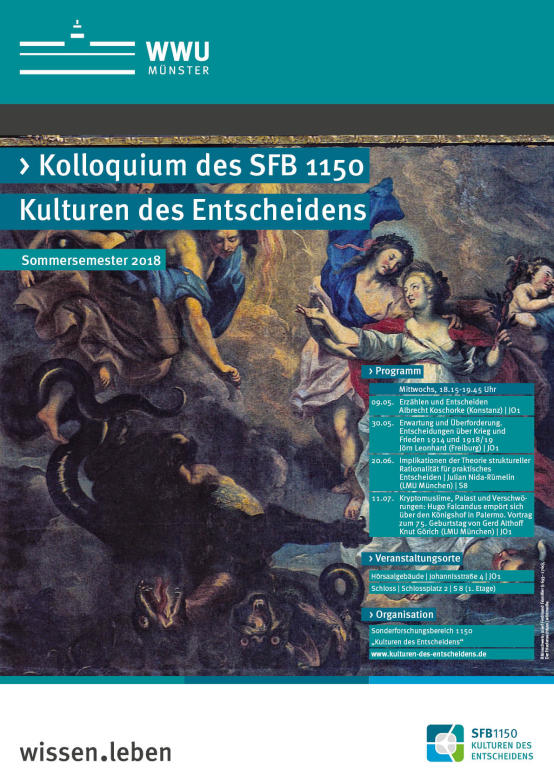 Plakat des Kolloquiums am SFB 1150 "Kulturen des Entscheidens"