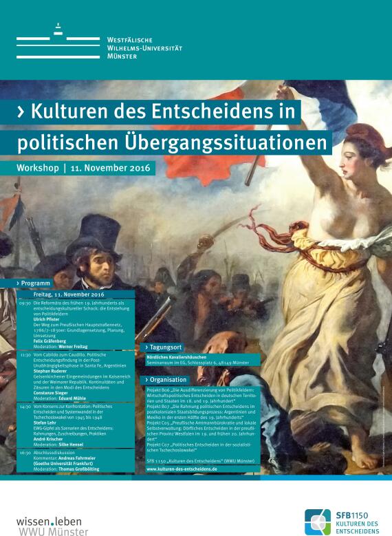 Poster of the workshop "Kulturen des Entscheidens in politischen Übergangssituationen"