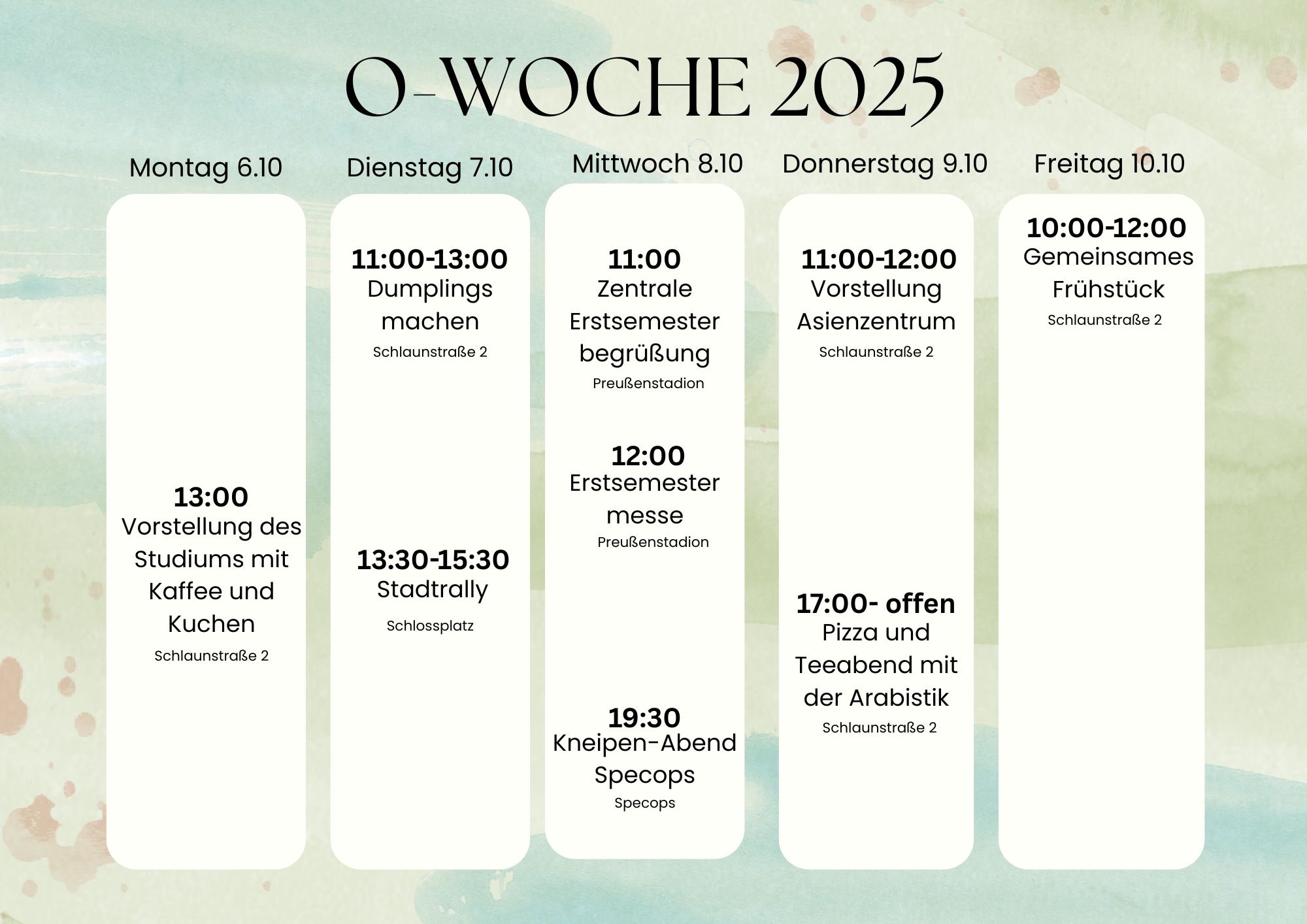 O-Woche der Fachschaft Sinologie, Wintersemester 2025/26