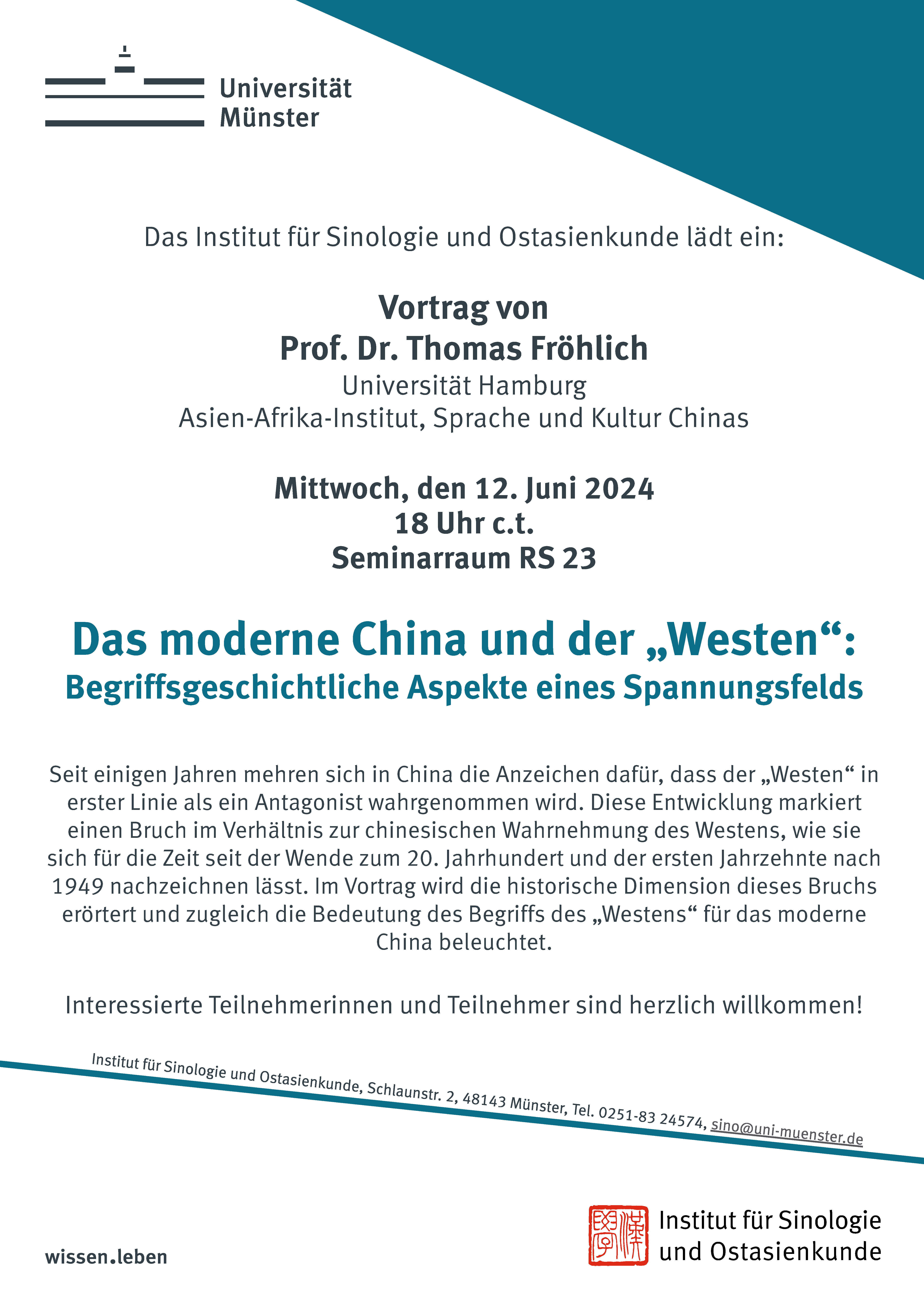 Vortragsplakat Prof. Dr. Thomas Fröhlich, 12. Juni 2024
