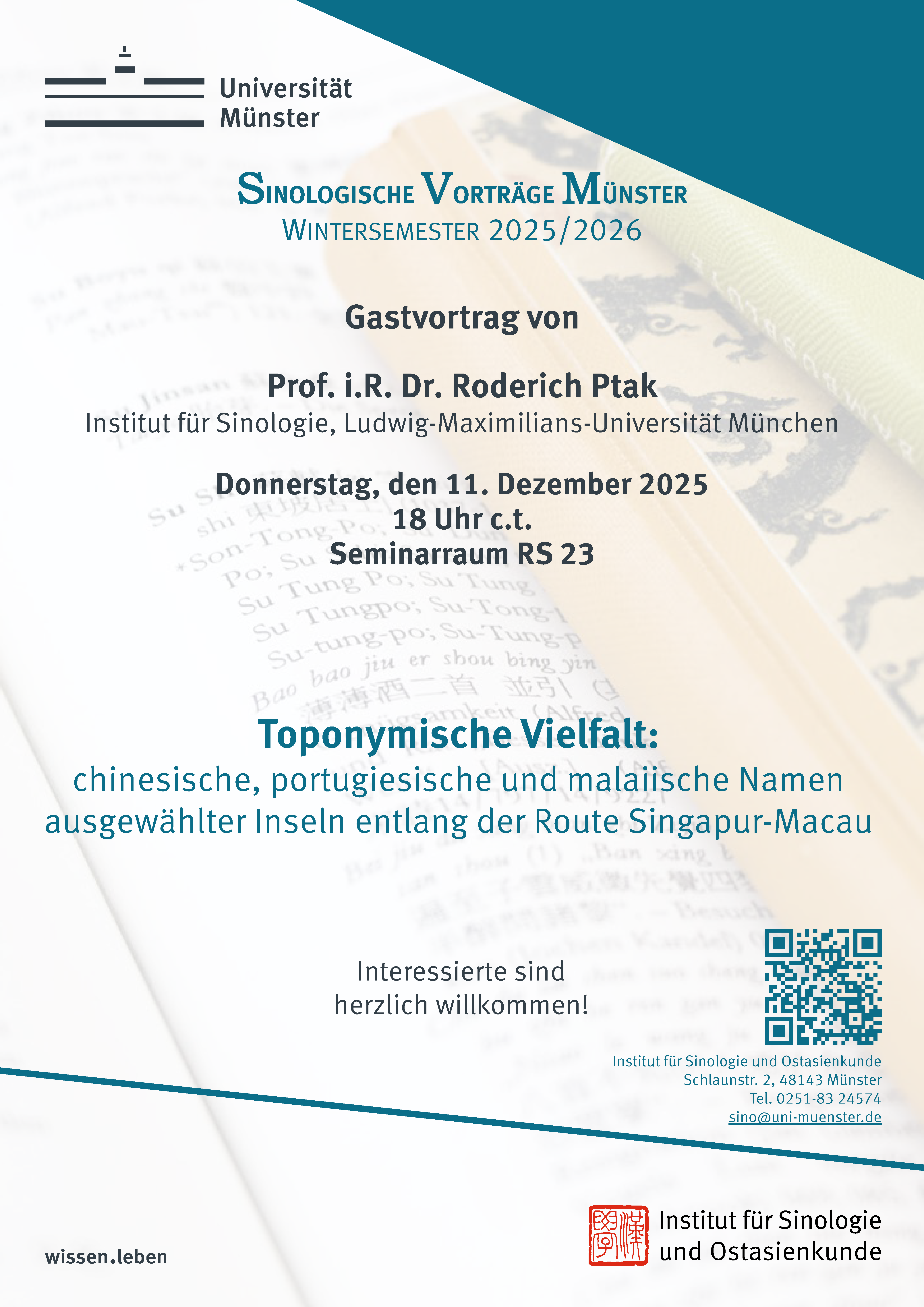 Poster zum Gastvortrag von Prof. i.R. Dr. Roderich Ptak am 11.12.25