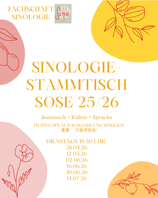 Stammtische der Fachschaft Sinologie im Sommersemester 2026