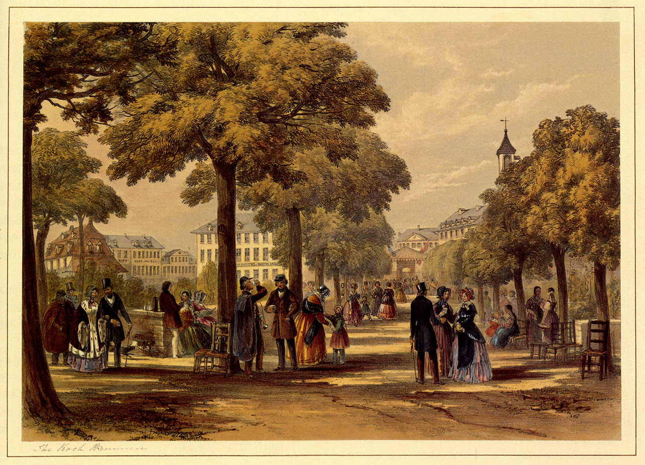 „Blick in die Allee am Kochbrunnen, um 1845“, in: Historische Ortsansichten <https://www.lagis-hessen.de/de/subjects/idrec/sn/oa/id/3490> (Stand: 10.7.2007)