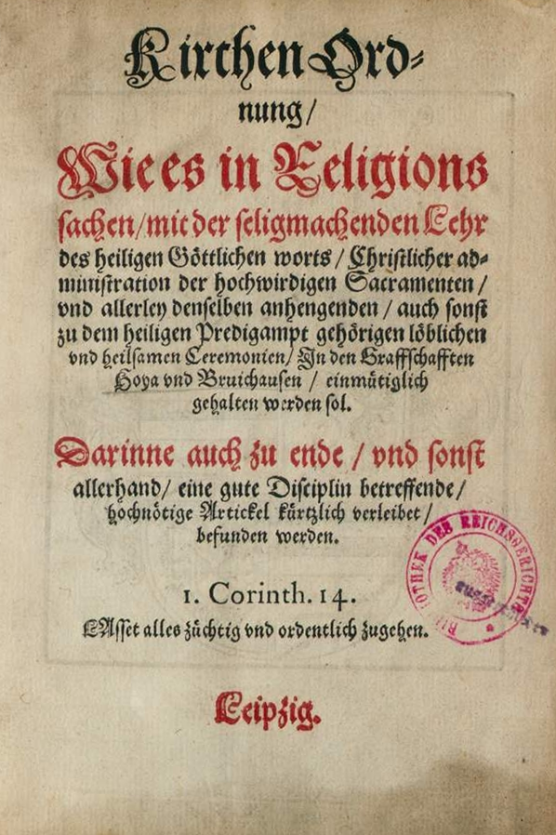Titelblatt Kirchordnung Hoya, 1581