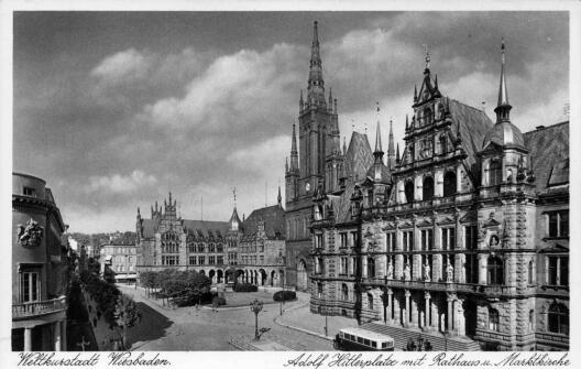 Adolf Hitler Platz In Wiesbaden Postkarte 4991