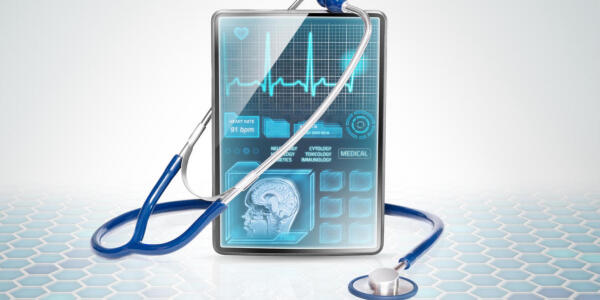 Tablet with stethoscope