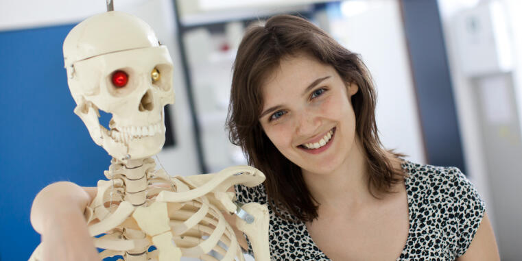 Skeleton with woman