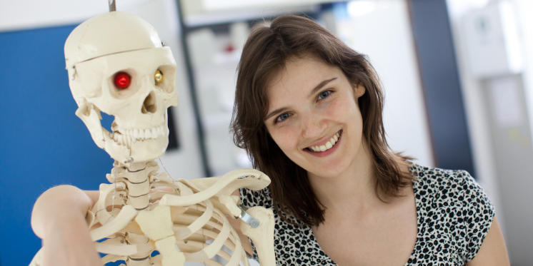 Skeleton with woman