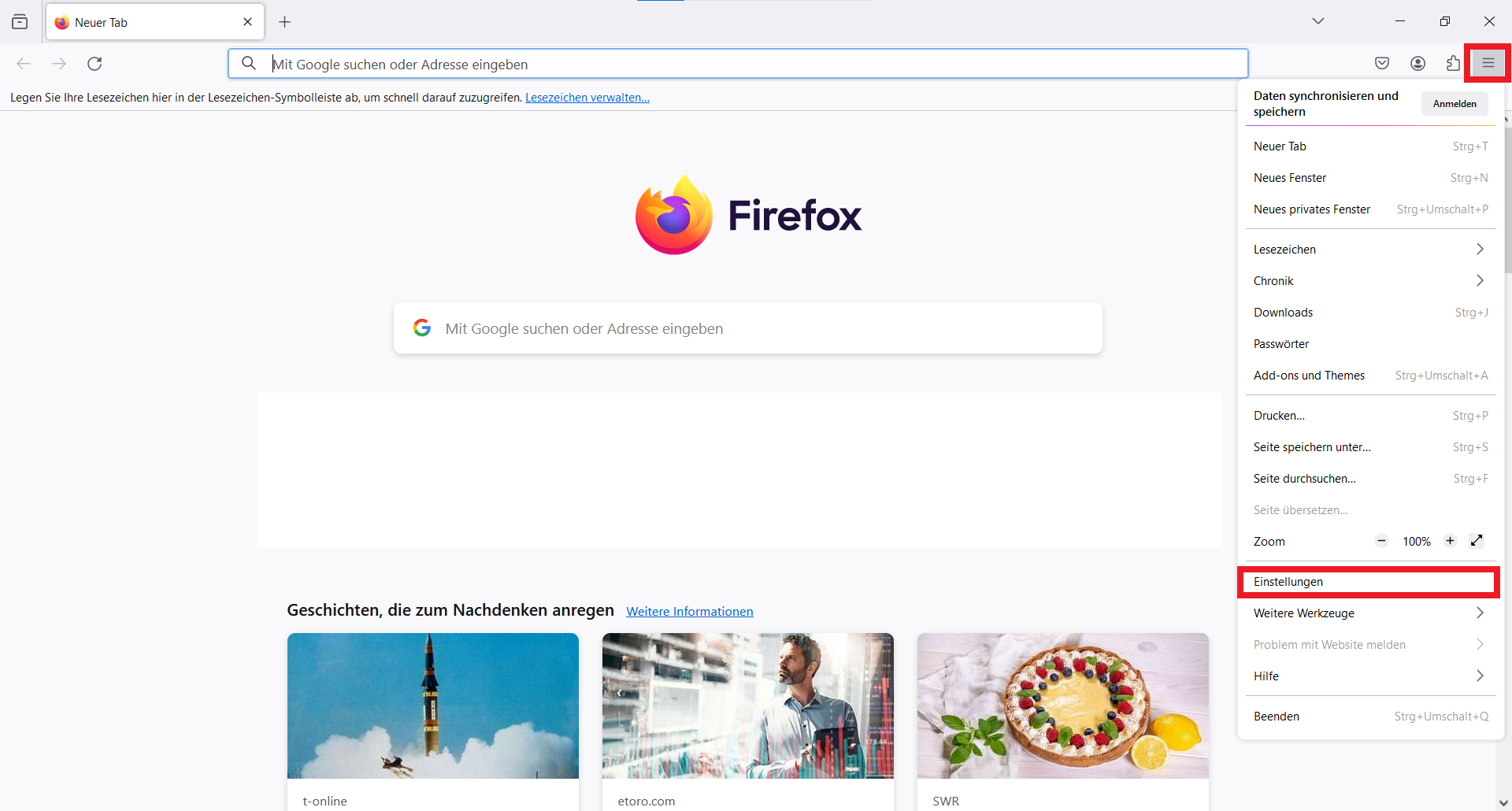 2. Open Firefox settings
