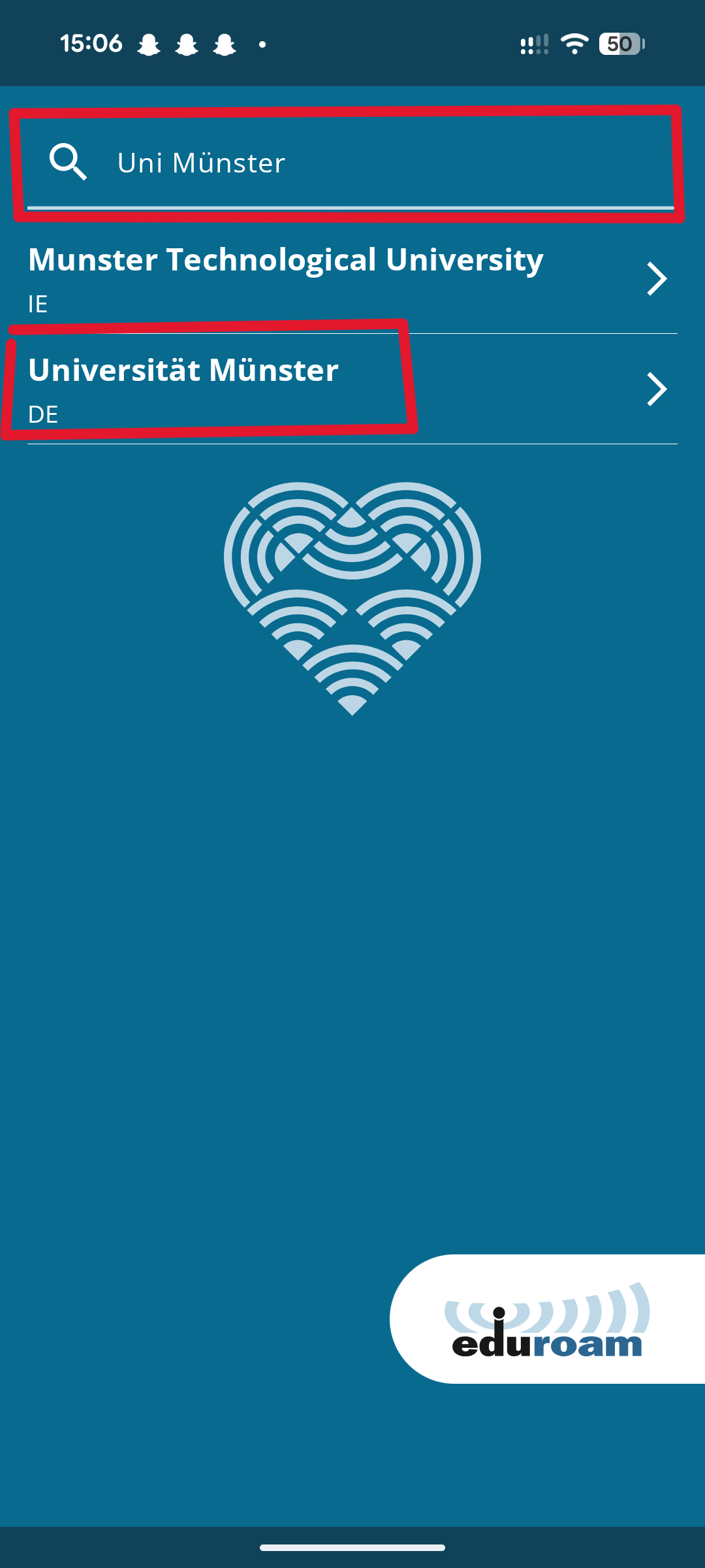 2. geteduroam App konfigurieren