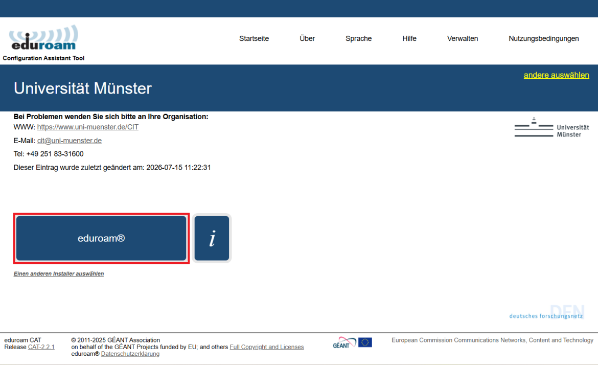 3. Eduroam auswählen