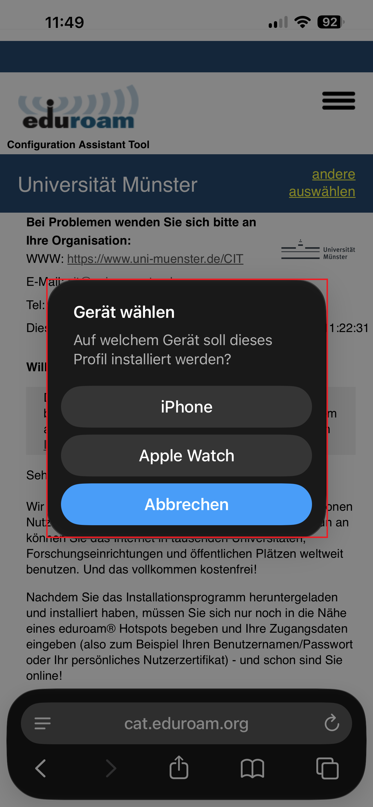 OPTIONAL Gerät auswählen