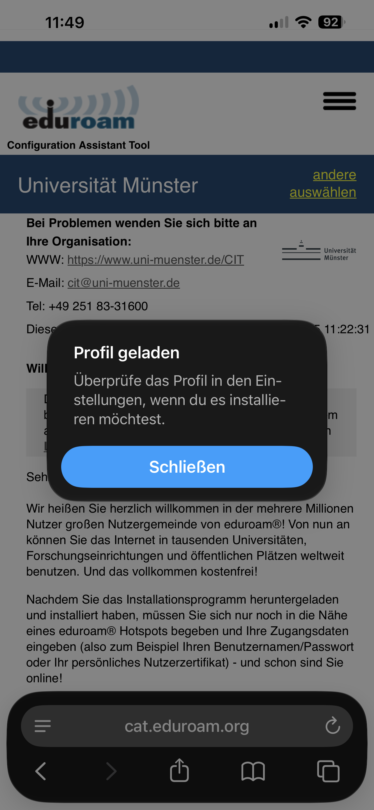 5. Profil erfolgreich geladen