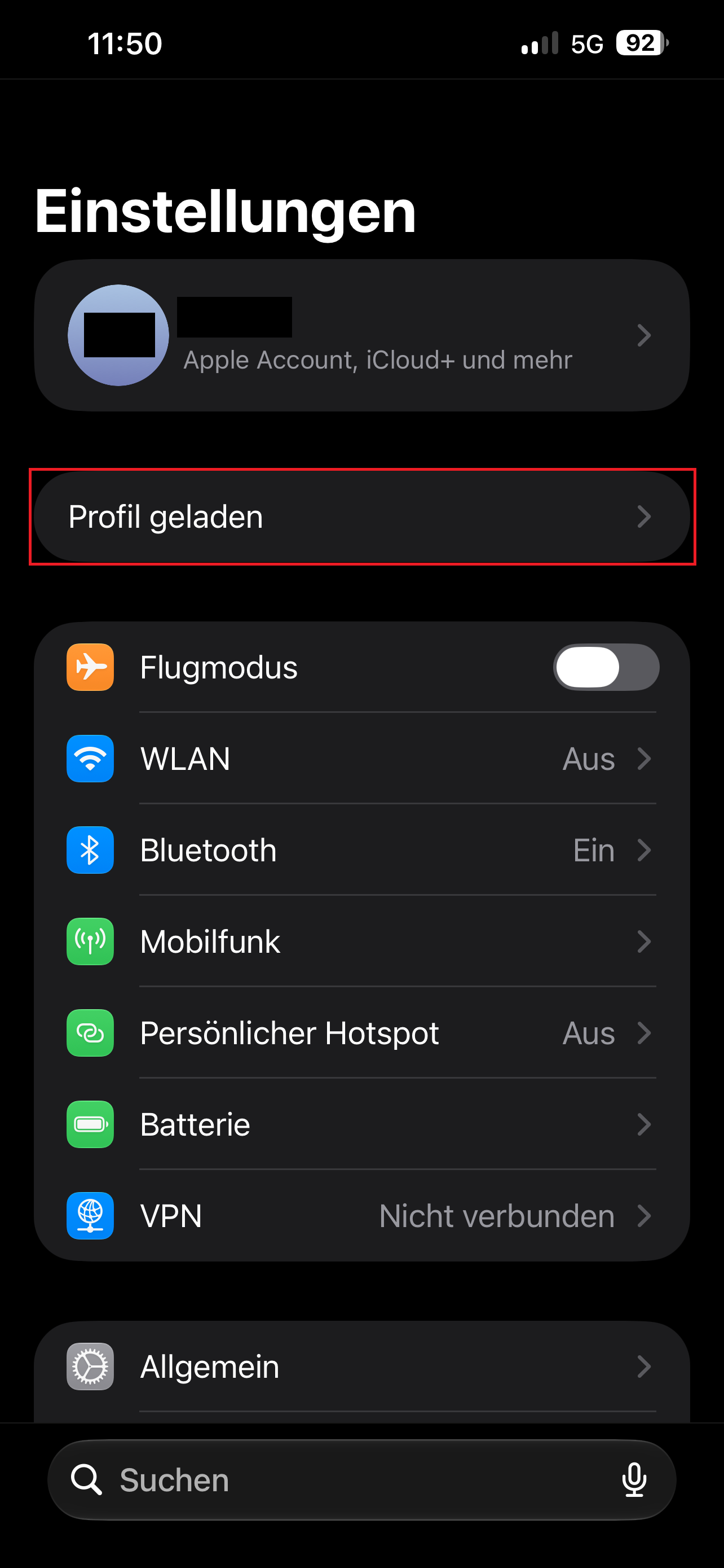 6. Profil konfigurieren