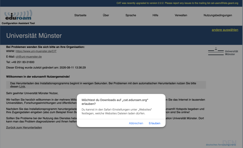 4. Download erlauben