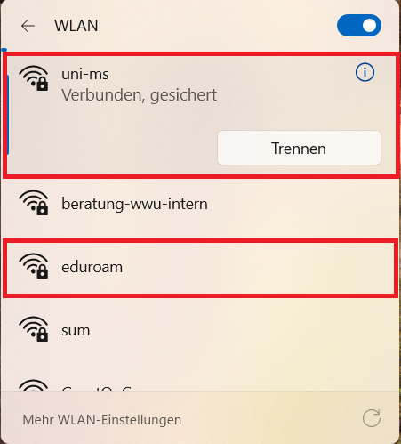 10. WLAN--Verbindung herstellen