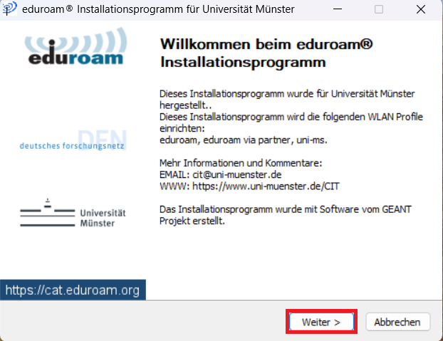 5. Installation starten