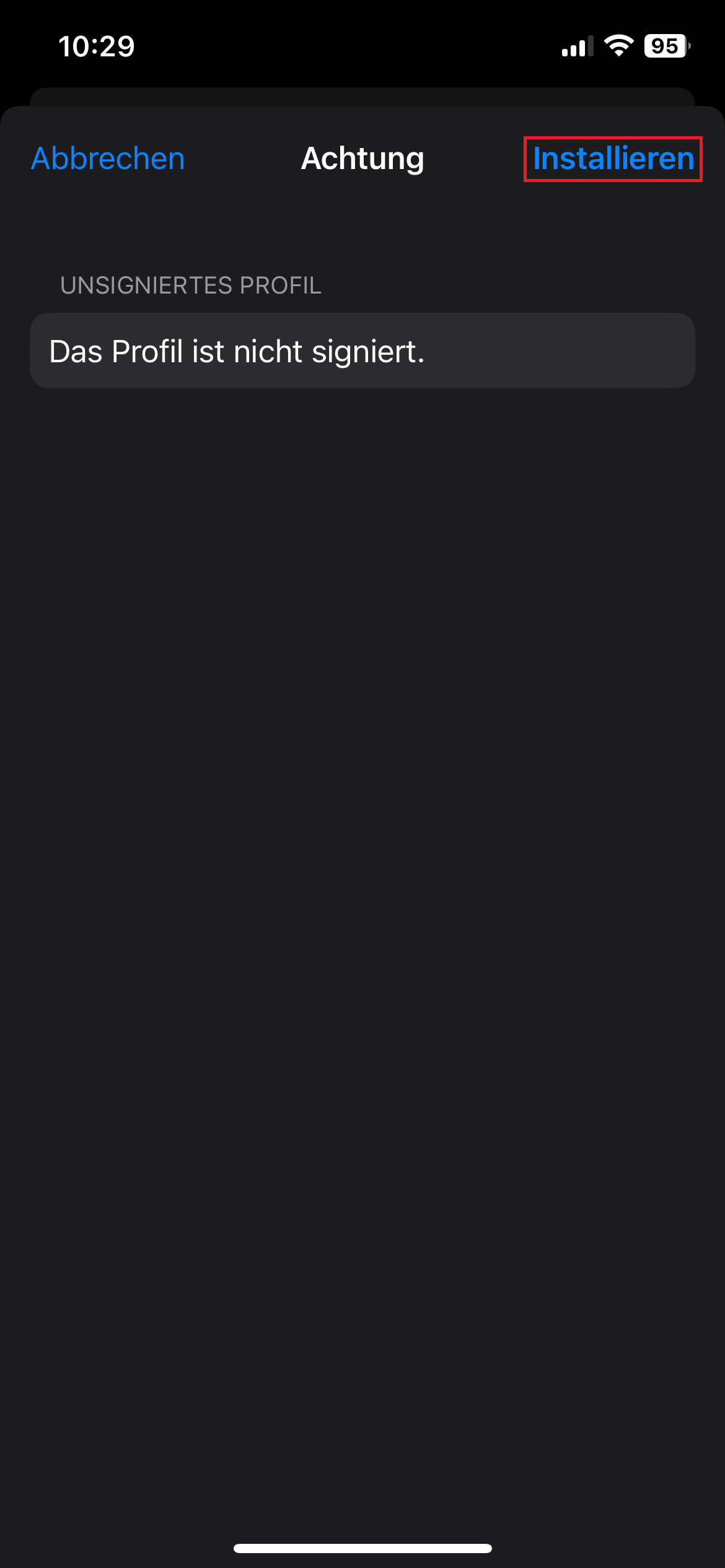 4. Profil installieren