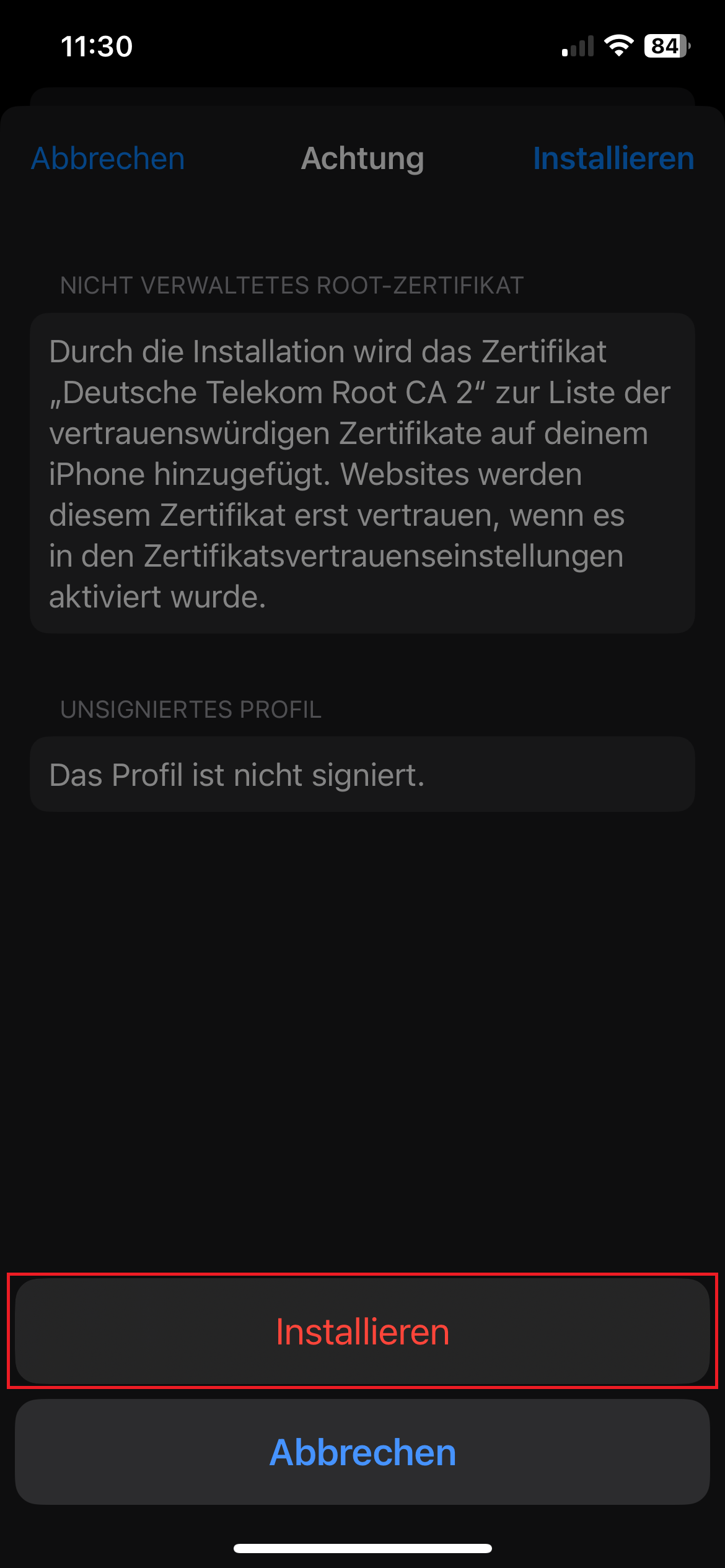5. Installieren
