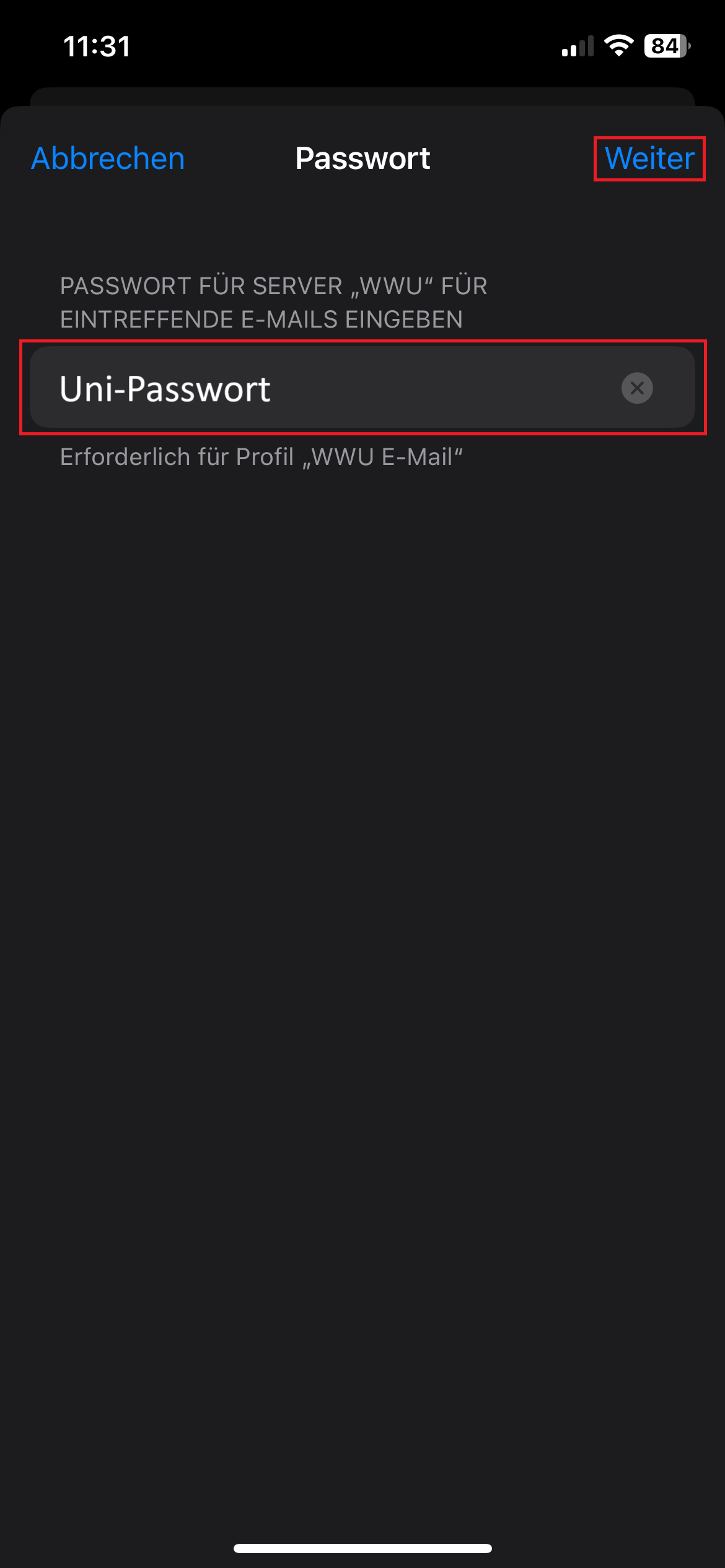 9. Uni-Passwort eingeben