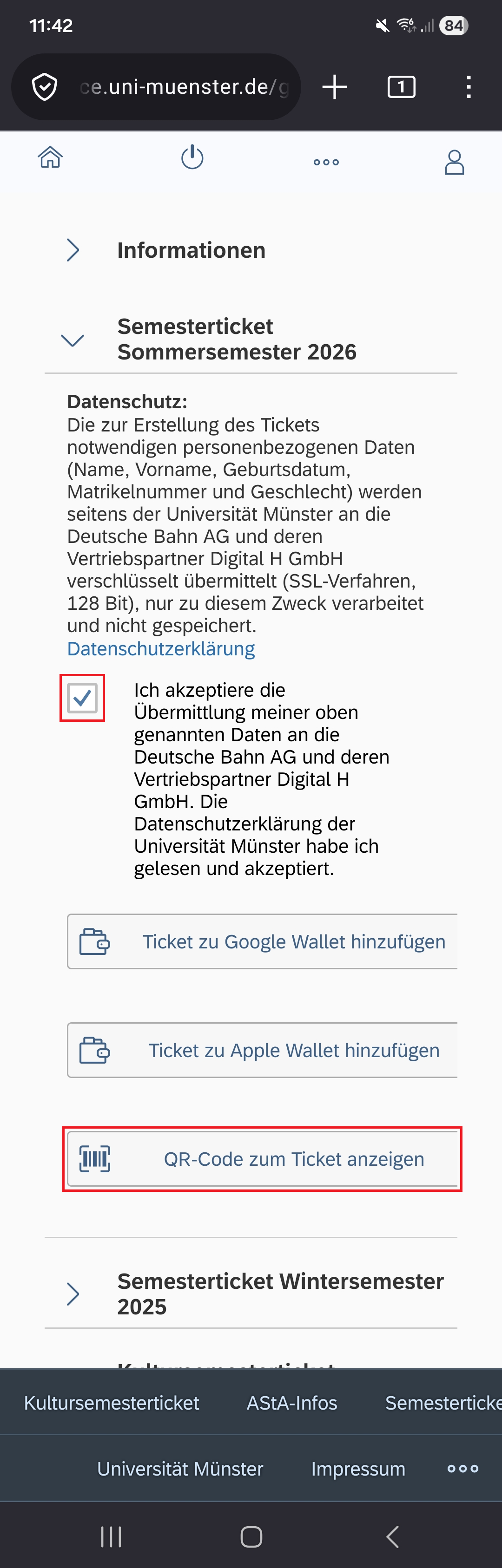 3. Datenschutzerklärung und QR-Code anzeigen