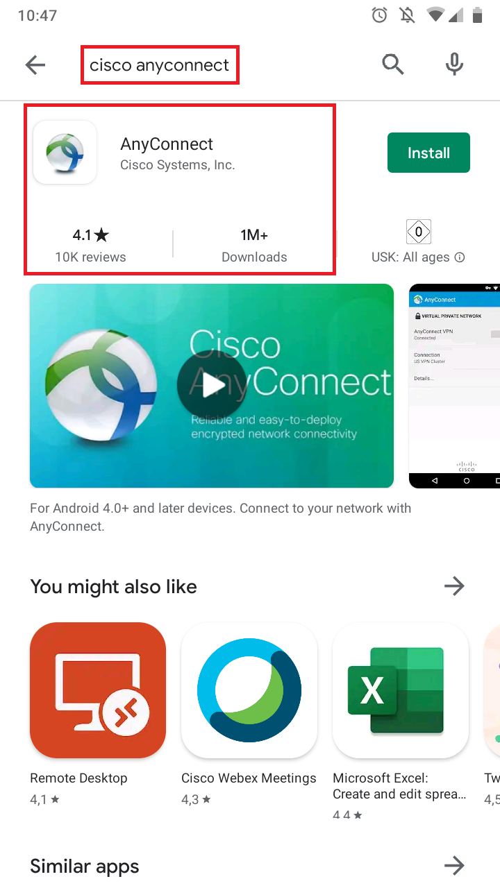 1. Download of the AnyConnect App