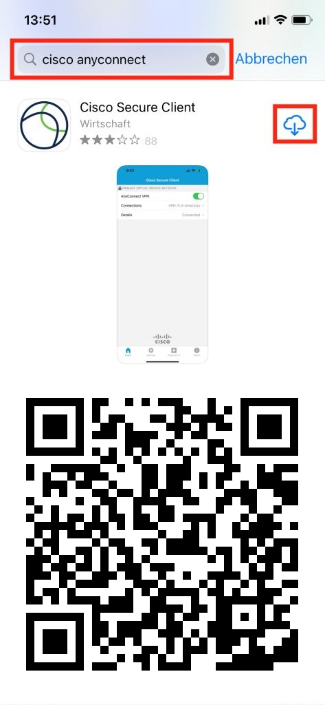 1. Herunterladen der AnyConnect App