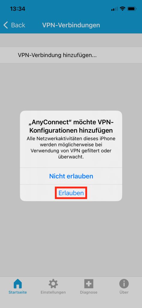 6. Erlauben der VPN-Verbindung