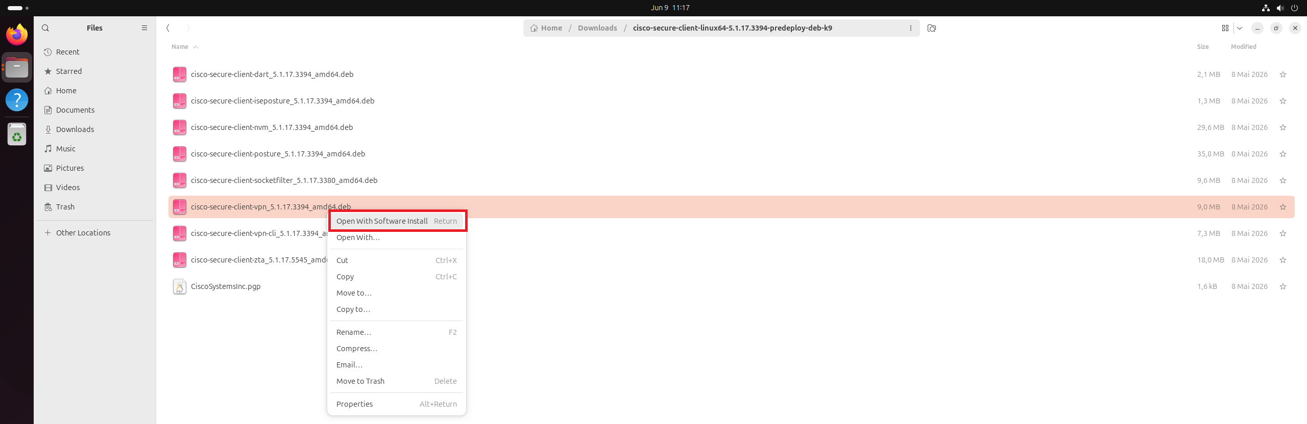 1) Open Software Installation