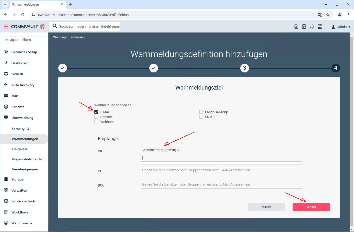 4. Auswahl der E-Mail-Adressen