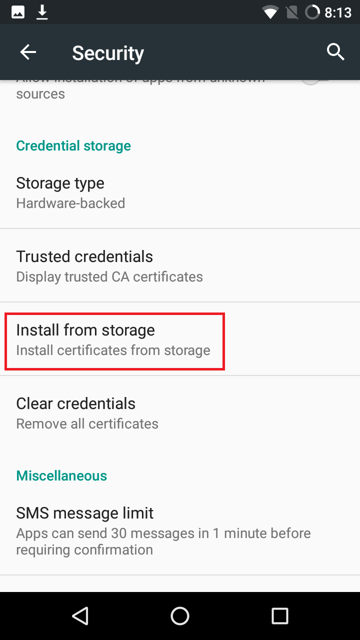 4. Install from Storage