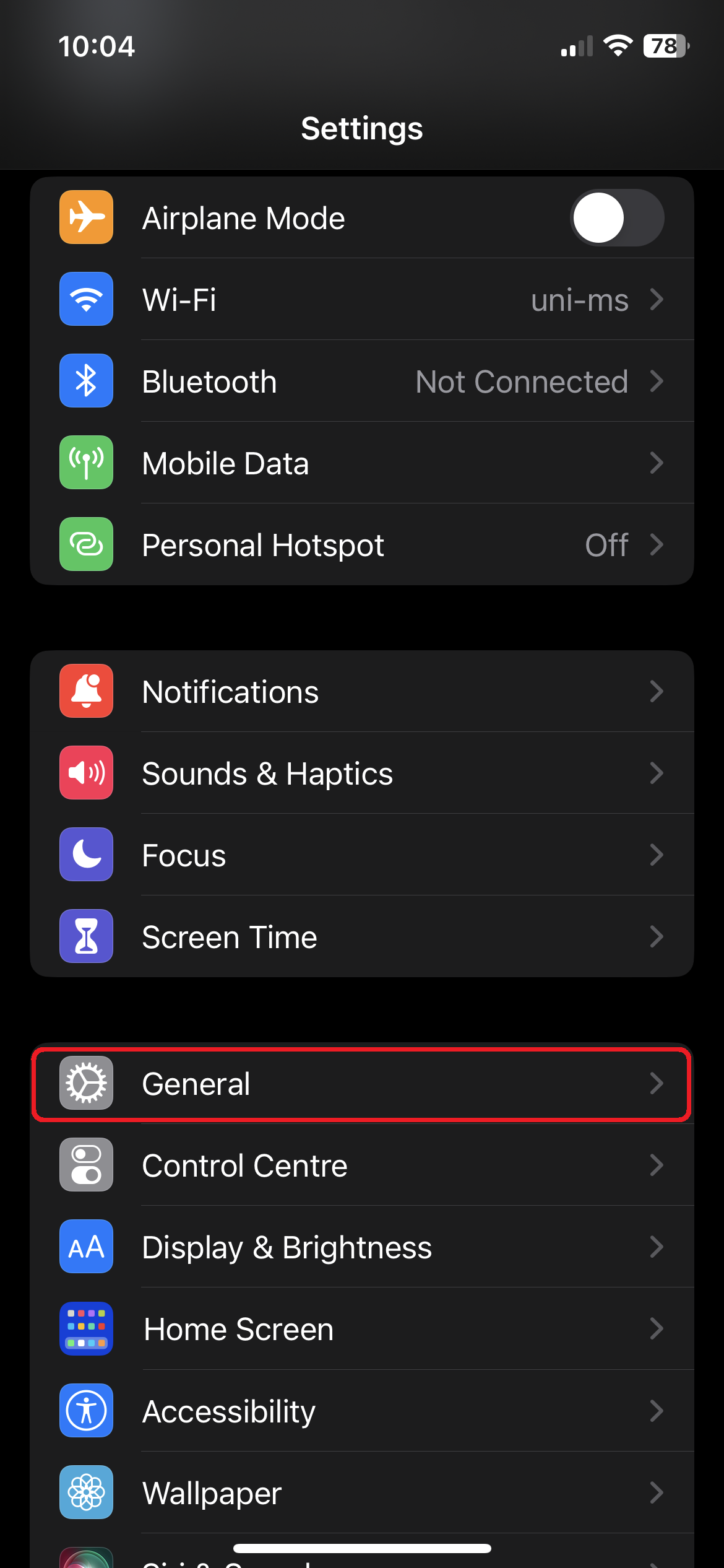 1. Open the Settings and Tap General