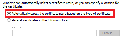 3. Select certificate store