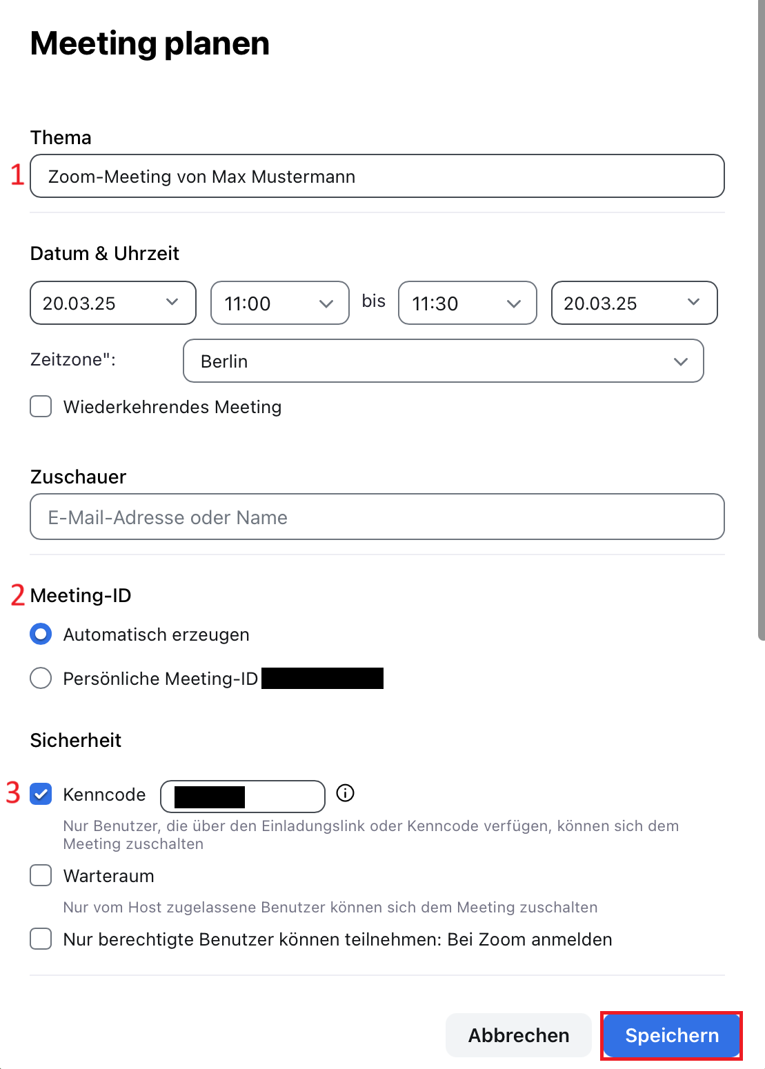 2. Meeting-Einstellungen