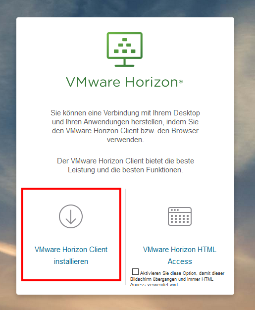 1. Install the VMware Horizon Client