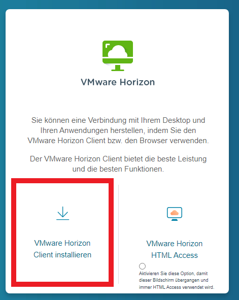1. Install the VMware Horizon Client