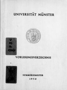 Umschlag des Vorlesungsverzeichnisses Sommer 1950