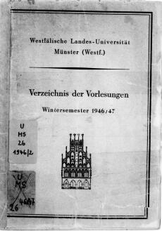 Umschlag des Vorlesungsverzeichnisses Winter 1946