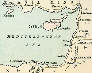 Karte des östlichen Mittelmeers vom 19. Jahrhundert