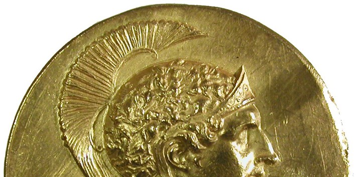Um König Alexander den Großen - hier auf einem römerzeitlichen Goldmedaillon - geht es beim Eröffnungsvortrag.<address>© Karsten Dahmen</address>