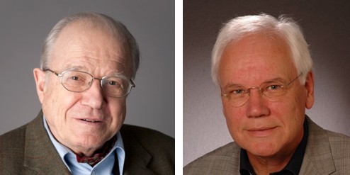 Prof. em. Dr. Franz-Xaver Kaufmann (l.) und Dr. Wunibald Müller<address>© WWU - Katholisch-Theologische Fakultät</address>
