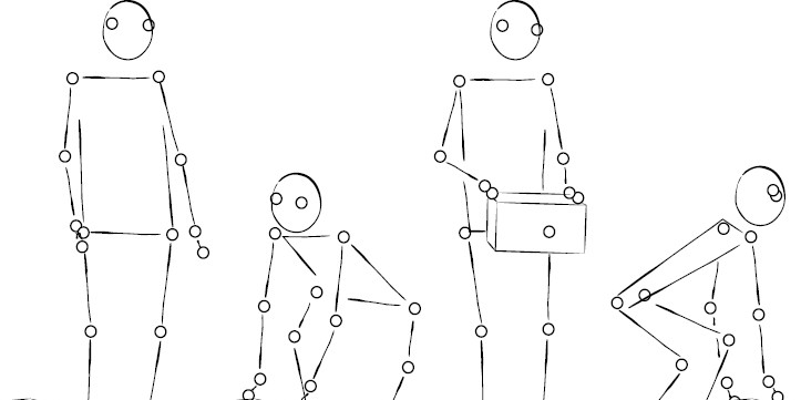 Illustration einer Lichtpunkt-Figur bei der "Rückenübung"<address>&copy; WWU - Marc de Lussanet</address>