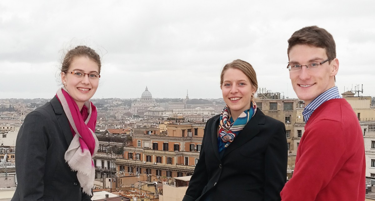 Gruppenfoto in Rom (v.l.n.r.): Sarah Delere, Anna Roth, Tobias Roth © WWU - privat