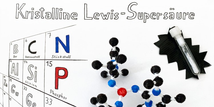 Struktur und kristalliner Zustand der neuartigen Lewis-Supersäure<address>© Arbeitsgruppe Dielmann</address>
