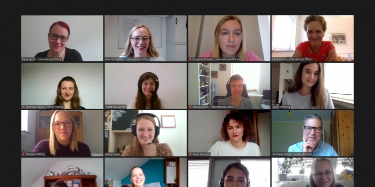 Das International Office und der Career Service dankten allen Teilnehmern der "International Video Competition“ in einer Online-Konferenz.<address>&copy; WWU - International Office/Career Service</address>