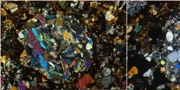 Dünschliffe des &quot;Blaubeuren&quot;-Meteoriten unter dem Polarisationsmikroskop<address>© WWU - Addi Bischoff</address>
