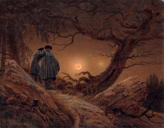 Fast schon mondsüchtig war die deutsche Romantik: "Zwei Männer in Betrachtung des Mondes" von Caspar David Friedrich (frühes 19. Jahrhundert).<address>© Wikimedia Commons</address>